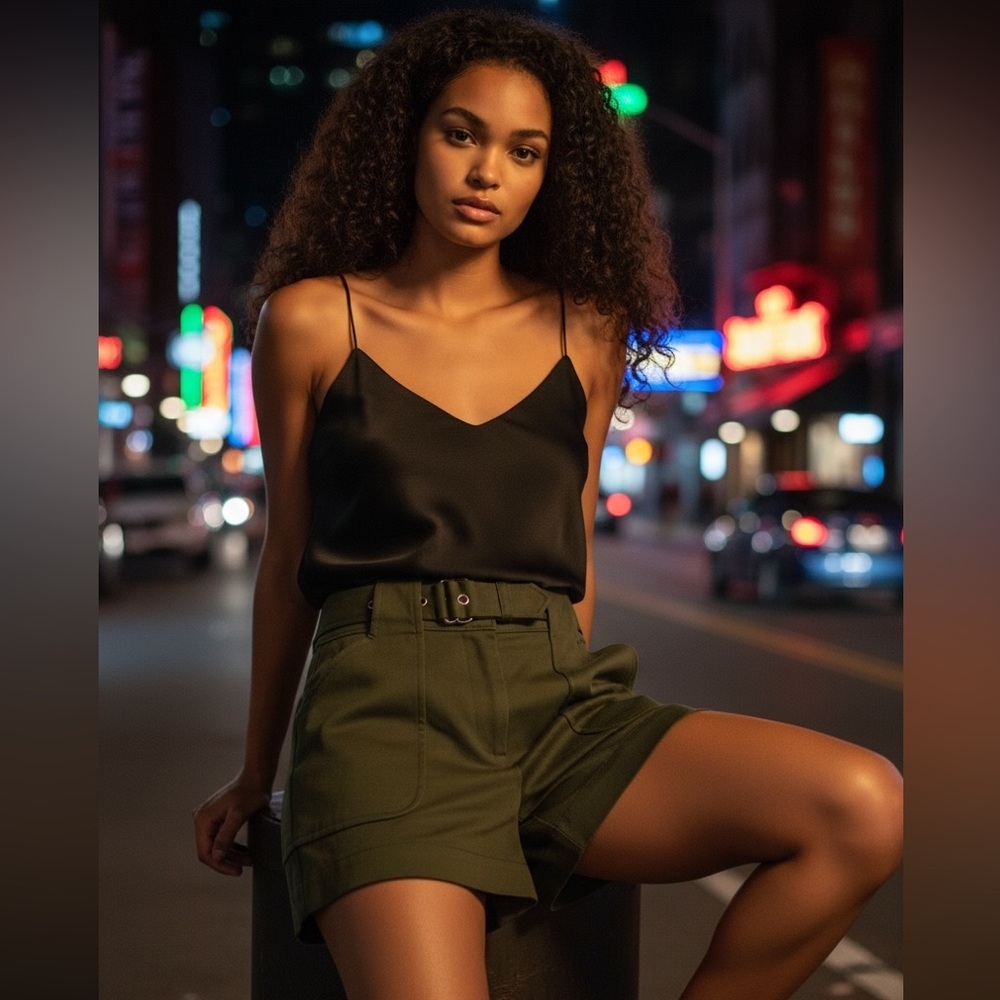 10 Crosby Derek Lam Green Cargo Shorts with Tailored Fit
